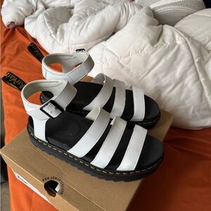 Dr. Martens Kids White and Black Sandals